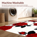 Ultra Soft Area Rug, Non Slip, Stain Resistant, Washable Area Rugs for Living Room, Bedroom, Chic Contemporary Floral Design(Red)