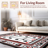 Ultra Soft Area Rug, Non Slip, Stain Resistant, Washable Area Rugs for Living Room, Bedroom, Crisp Monochrome Dice Pattern(Red)