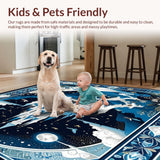 Ultra Soft Area Rug, Non Slip, Stain Resistant, Washable Area Rugs for Living Room, Bedroom, Castle Insect for Girls(Blue)