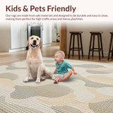 Ultra Soft Area Rug, Non Slip, Stain Resistant, Washable Area Rugs for Living Room, Bedroom, Artisan Crafted Wavy Jute Elegance(Beige)