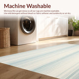 Ultra Soft Area Rug, Non Slip, Stain Resistant, Washable Area Rugs for Living Room, Bedroom, Serene Stripes Area Subtle Blue Beige Stripe(Beige)