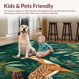 Ultra Soft Area Rug, Non Slip, Stain Resistant, Washable Area Rugs for Living Room, Bedroom, Abstract Earthy Animal Motif(Green)