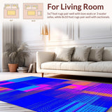 Ultra Soft Area Rug, Non Slip, Stain Resistant, Washable Area Rugs for Living Room, Bedroom, Modern Colorful Geometric Design(Blue)