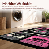 Ultra Soft Area Rug, Non Slip, Stain Resistant, Washable Area Rugs for Living Room, Bedroom, Charming Retro Rhythmic Design(Pink)
