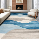 Ultra Soft Area Rug, Non Slip, Stain Resistant, Washable Area Rugs for Living Room, Bedroom, Beach Themed Bedroom Ivory Grey Blue Carpet(Blue)