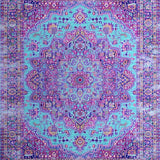 Ultra Soft Area Rug, Non Slip, Stain Resistant, Washable Area Rugs for Living Room, Bedroom, Vibrant Medallion Chic Aesthetic(Blue)