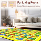 Ultra Soft Area Rug, Non Slip, Stain Resistant, Washable Area Rugs for Living Room, Bedroom, Lively Kaleidoscopic Educational Display(Yellow)