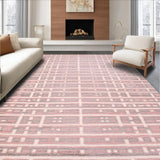 Ultra Soft Area Rug, Non Slip, Stain Resistant, Washable Area Rugs for Living Room, Bedroom, Chic Geometric Plush Aesthetic(Pink)