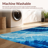 Ultra Soft Area Rug, Non Slip, Stain Resistant, Washable Area Rugs for Living Room, Bedroom, Artistic Tie-Dyed Oceanic Vibes(Blue)