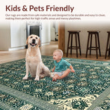 Ultra Soft Area Rug, Non Slip, Stain Resistant, Washable Area Rugs for Living Room, Bedroom, Rustic Vibrant Abstract Aesthetic(Green)