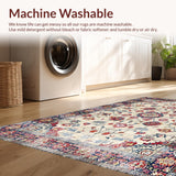 Ultra Soft Area Rug, Non Slip, Stain Resistant, Washable Area Rugs for Living Room, Bedroom, Artful Muted Floral Composition(Beige)