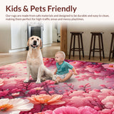 Ultra Soft Area Rug, Non Slip, Stain Resistant, Washable Area Rugs for Living Room, Bedroom, Coquette Rose Bedroom Accent Rug Small Size(Pink)
