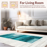 Ultra Soft Area Rug, Non Slip, Stain Resistant, Washable Area Rugs for Living Room, Bedroom, Modern Coastal Rug:  Geometric Ocean-Themed Carpet(Blue)