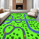 Ultra Soft Area Rug, Non Slip, Stain Resistant, Washable Area Rugs for Living Room, Bedroom, Brightly Colored Urban Grid Layout(Green)
