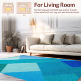 Ultra Soft Area Rug, Non Slip, Stain Resistant, Washable Area Rugs for Living Room, Bedroom, Colorful Modern Home Office Plush Area Carpet(Blue)