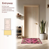 Ultra Soft Area Rug, Non Slip, Stain Resistant, Washable Area Rugs for Living Room, Bedroom, Tribal Distressed Pink Living Room Stain-Resistant Rug(Pink)
