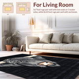 Ultra Soft Area Rug, Non Slip, Stain Resistant, Washable Area Rugs for Living Room, Bedroom, Artful Rustic Animal Illustration(Black)