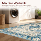 Ultra Soft Area Rug, Non Slip, Stain Resistant, Washable Area Rugs for Living Room, Bedroom, Rustic Whimsical Floral Composition(White)