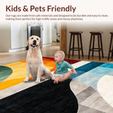 Ultra Soft Area Rug, Non Slip, Stain Resistant, Washable Area Rugs for Living Room, Bedroom, Contemporary Linear Layered Aesthetics(Yellow)