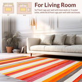 Ultra Soft Area Rug, Non Slip, Stain Resistant, Washable Area Rugs for Living Room, Bedroom, Cozy Earthy Tones Geometric Fusion(Red)