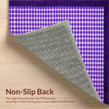 Ultra Soft Area Rug, Non Slip, Stain Resistant, Washable Area Rugs for Living Room, Bedroom, Dynamic Curvilinear Checkerboard Style(Purple)