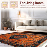 Ultra Soft Area Rug, Non Slip, Stain Resistant, Washable Area Rugs for Living Room, Bedroom, Vibrant Rustic Abstract Aesthetic(Orange)