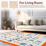 Ultra Soft Area Rug, Non Slip, Stain Resistant, Washable Area Rugs for Living Room, Bedroom, Soft Earthy Toned Alphabet Design(Orange)