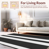 Ultra Soft Area Rug, Non Slip, Stain Resistant, Washable Area Rugs for Living Room, Bedroom, Stylish Black and White Rug:  Minimalist Geometric Design(Black)