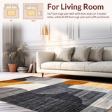 Ultra Soft Area Rug, Non Slip, Stain Resistant, Washable Area Rugs for Living Room, Bedroom, Luxurious Abstract Wavy Circle Aesthetic(Gray)