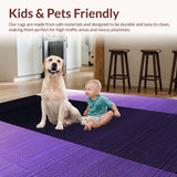 Ultra Soft Area Rug, Non Slip, Stain Resistant, Washable Area Rugs for Living Room, Bedroom, Luxurious Ombre Wave Pattern(Purple)