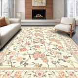 Ultra Soft Area Rug, Non Slip, Stain Resistant, Washable Area Rugs for Living Room, Bedroom, Elegant Beige Kitchen Area Floral Runner Non Slip(Ivory)