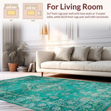 Ultra Soft Area Rug, Non Slip, Stain Resistant, Washable Area Rugs for Living Room, Bedroom, Serene Green Tiled Aesthetic(Green)