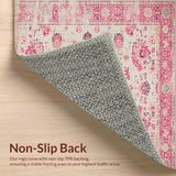 Ultra Soft Area Rug, Non Slip, Stain Resistant, Washable Area Rugs for Living Room, Bedroom, Artful Vintage-Inspired Ogee Shape(Pink)
