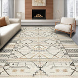 Ultra Soft Area Rug, Non Slip, Stain Resistant, Washable Area Rugs for Living Room, Bedroom, Chic Neutral Toned Diamond Motif(Beige)