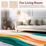 Ultra Soft Area Rug, Non Slip, Stain Resistant, Washable Area Rugs for Living Room, Bedroom, Colorful Gradient Swirl Abstract Art for Contemporary Spaces(Blue)