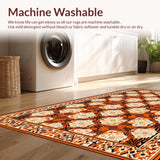 Ultra Soft Area Rug, Non Slip, Stain Resistant, Washable Area Rugs for Living Room, Bedroom, Elegant Floral Geometric Fusion(Orange)