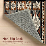 Ultra Soft Area Rug, Non Slip, Stain Resistant, Washable Area Rugs for Living Room, Bedroom, Unique Tiled Tribal Aesthetic(Brown)