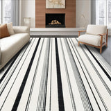 Bold Striped Accent with Symmetrical Monochrome Line Art(Beige)