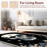 Ultra Soft Area Rug, Non Slip, Stain Resistant, Washable Area Rugs for Living Room, Bedroom, Edgy Monochrome Gothic Accents(Black)