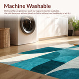 Ultra Soft Area Rug, Non Slip, Stain Resistant, Washable Area Rugs for Living Room, Bedroom, Abstract Brown and Teal Dining Room Accent Carpet(Blue)