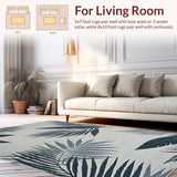 Ultra Soft Area Rug, Non Slip, Stain Resistant, Washable Area Rugs for Living Room, Bedroom, Lightweight Coastal Leaf Design(Gray)