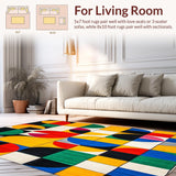 Ultra Soft Area Rug, Non Slip, Stain Resistant, Washable Area Rugs for Living Room, Bedroom, Discover Shapes Area Rug for Kids Fun Play and Learn(Yellow)