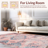 Ultra Soft Area Rug, Non Slip, Stain Resistant, Washable Area Rugs for Living Room, Bedroom, Luxurious Watercolor Floral Theme(Pink)