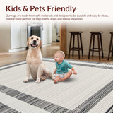 Ultra Soft Area Rug, Non Slip, Stain Resistant, Washable Area Rugs for Living Room, Bedroom, Understated Textured Neutral Style(White)