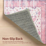 Ultra Soft Area Rug, Non Slip, Stain Resistant, Washable Area Rugs for Living Room, Bedroom, Gentle Floral Curved Edge Creation(Pink)