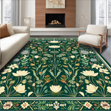 Ultra Soft Area Rug, Non Slip, Stain Resistant, Washable Area Rugs for Living Room, Bedroom, Artful Botanical Insect Composition(Green)
