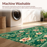 Ultra Soft Area Rug, Non Slip, Stain Resistant, Washable Area Rugs for Living Room, Bedroom, Vintage Non-Slip Living Room Area Rug Green(Green)