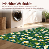 Ultra Soft Area Rug, Non Slip, Stain Resistant, Washable Area Rugs for Living Room, Bedroom, 3D Moss Green Daisy Rug for Living Room Decor(Green)