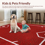 Ultra Soft Area Rug, Non Slip, Stain Resistant, Washable Area Rugs for Living Room, Bedroom, Charming Baseball Patch Decor(Red)