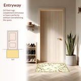 Ultra Soft Area Rug, Non Slip, Stain Resistant, Washable Area Rugs for Living Room, Bedroom, Chic Beige Cream with Ornate Vine Like(Beige)